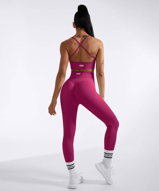 Solid Color Cross Straps 2Pcs Seamless Butt Lift Legging Set