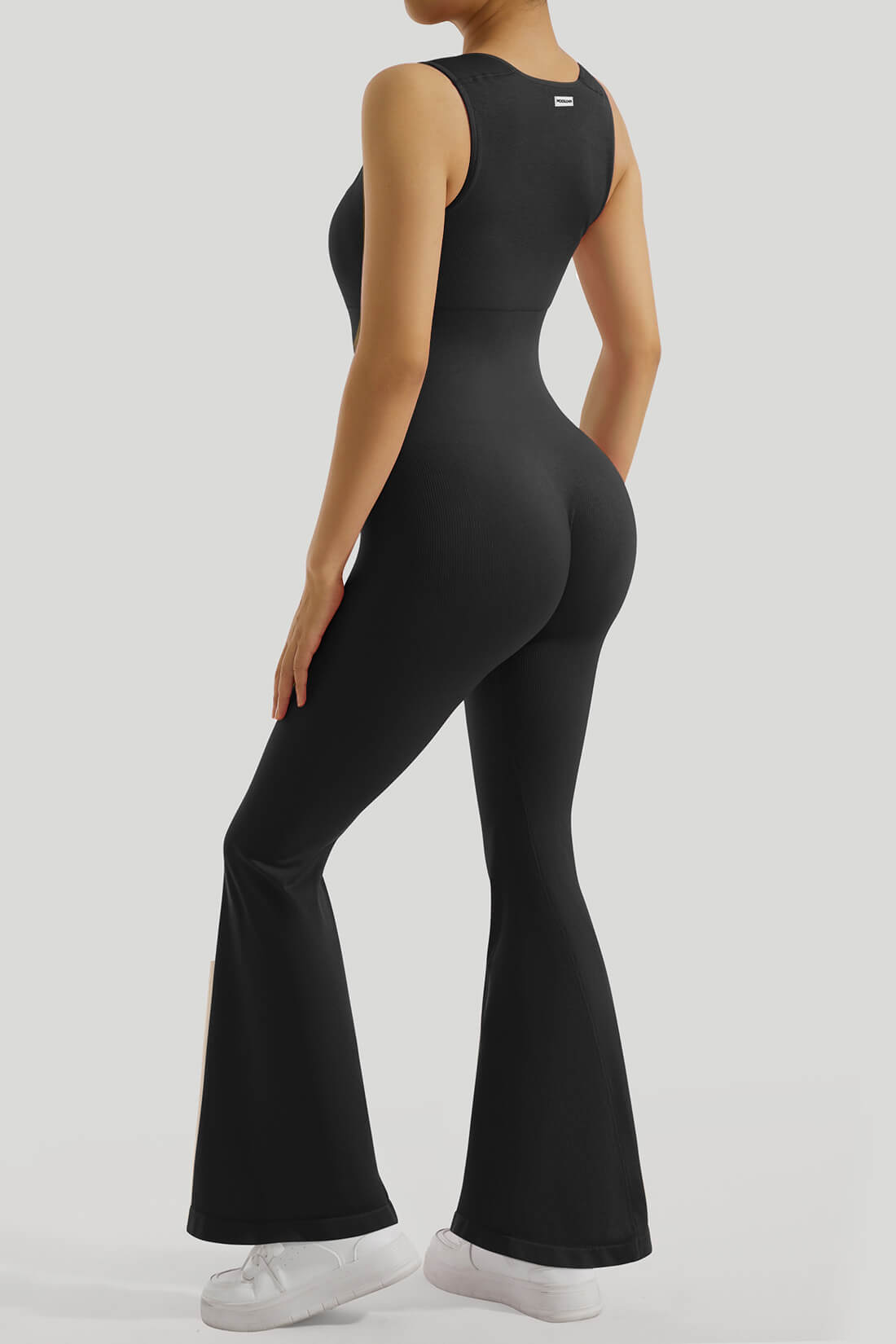 Queen Anne Neckline Flared Jumpsuit