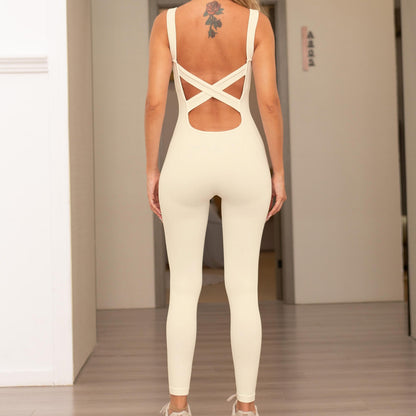 Macaron Back Cross Jumpsuits