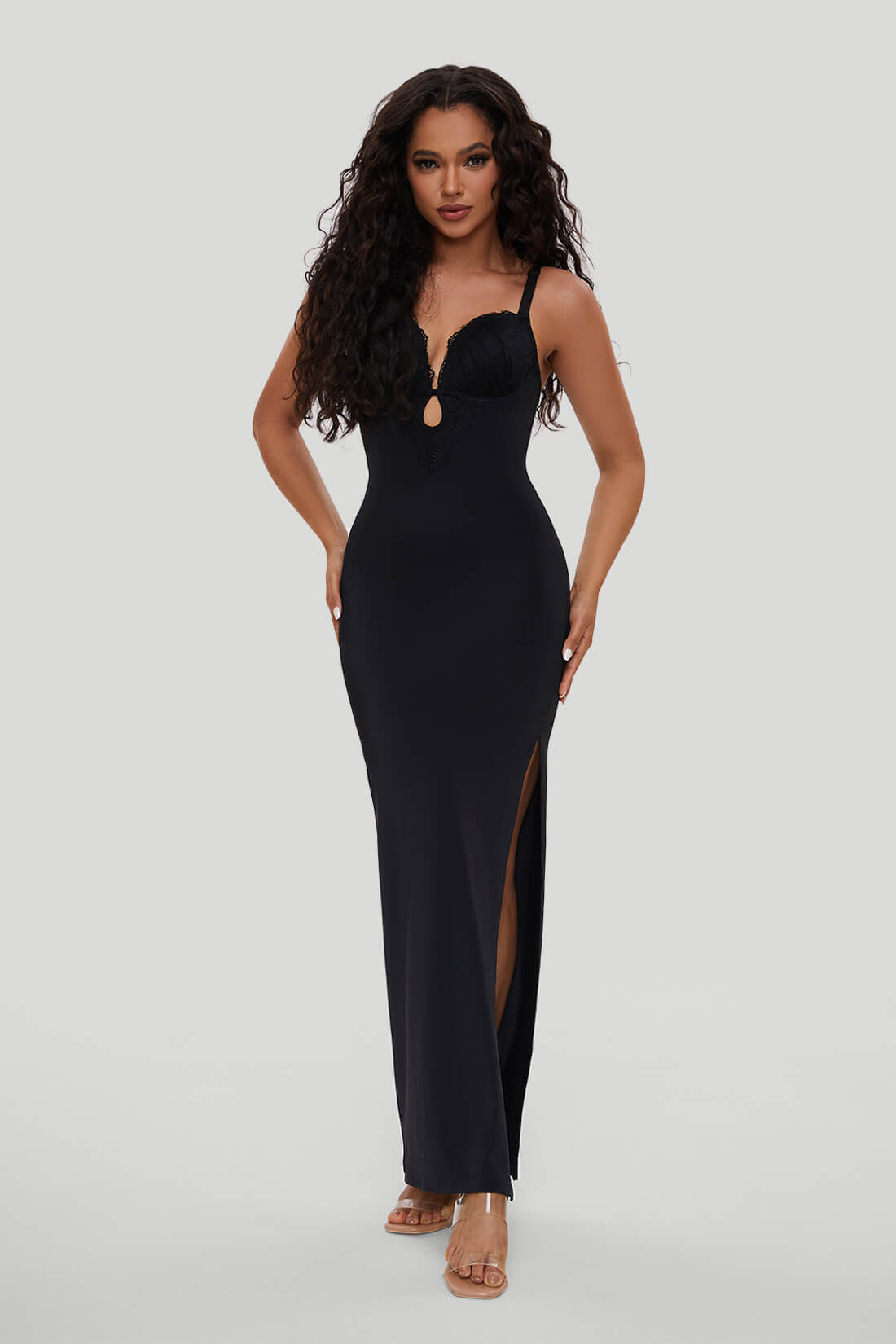 Lace Push Up Maxi Dress With Built-in Shapewear