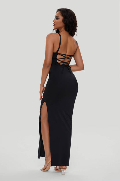 Lace Push Up Maxi Dress With Built-in Shapewear