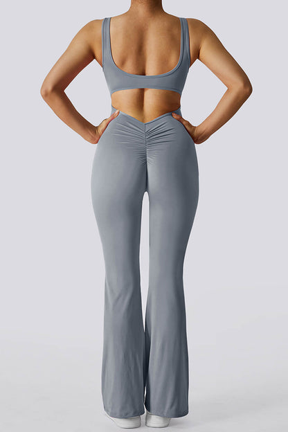 V-Back Butt Lift Flared Leg Jumpsuit