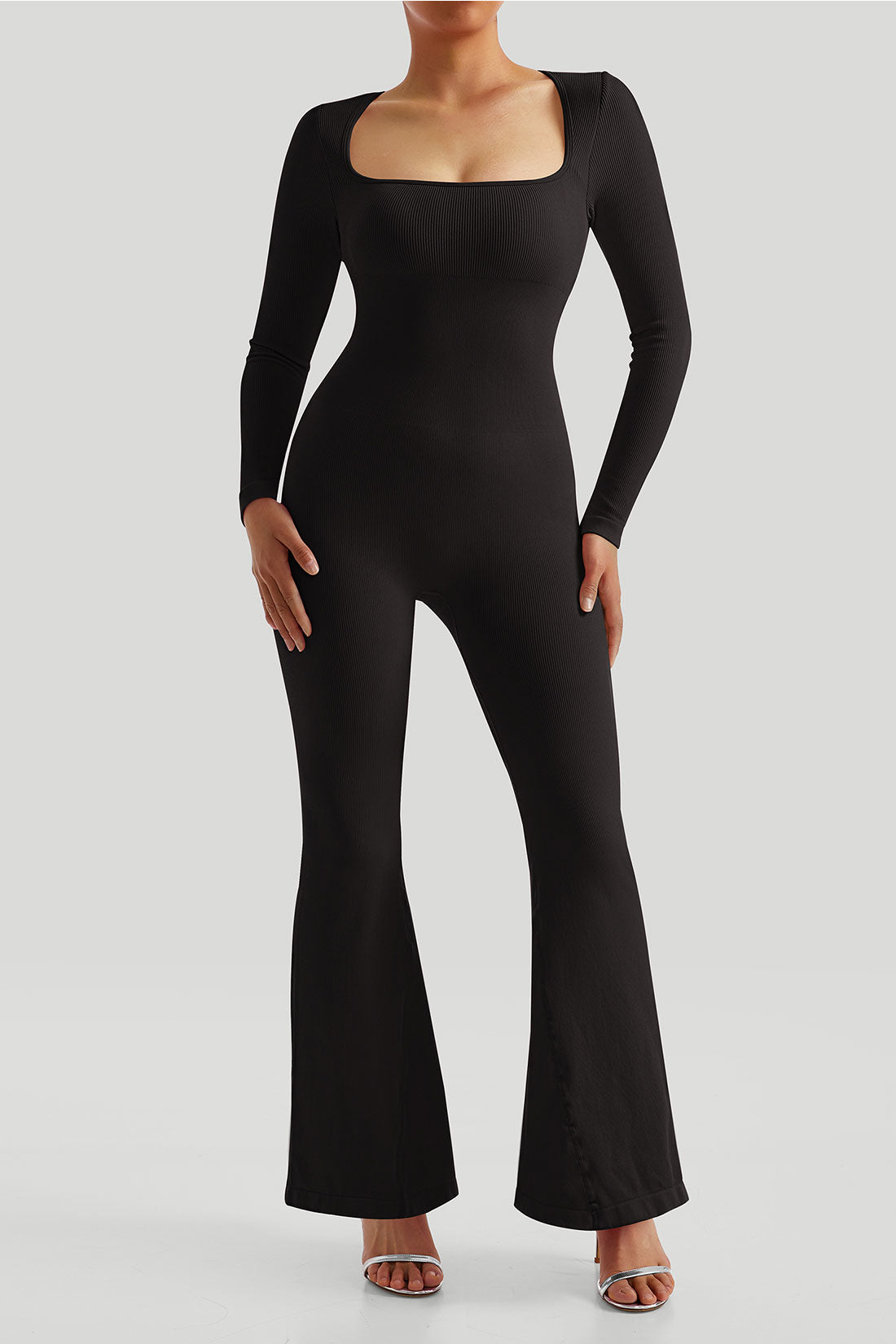 Tummy Control Flared Leg Jumpsuit