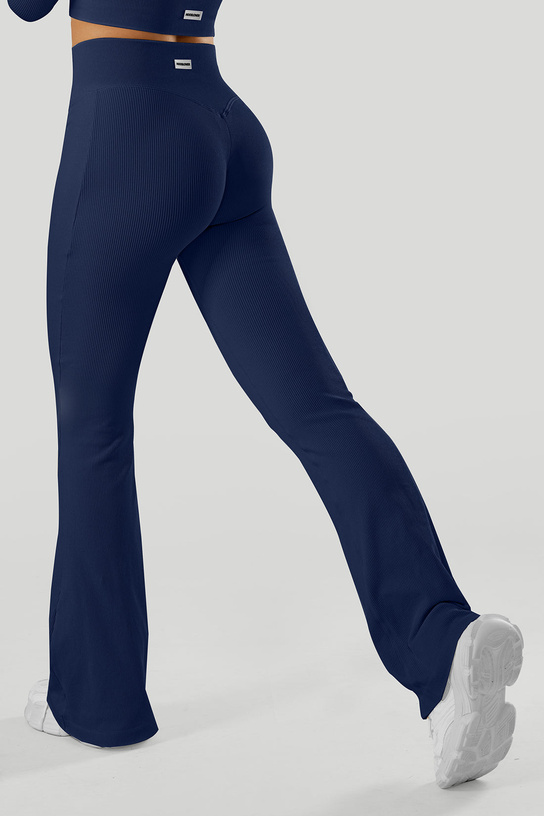 Solid Ribbed Flared Seamless Legging