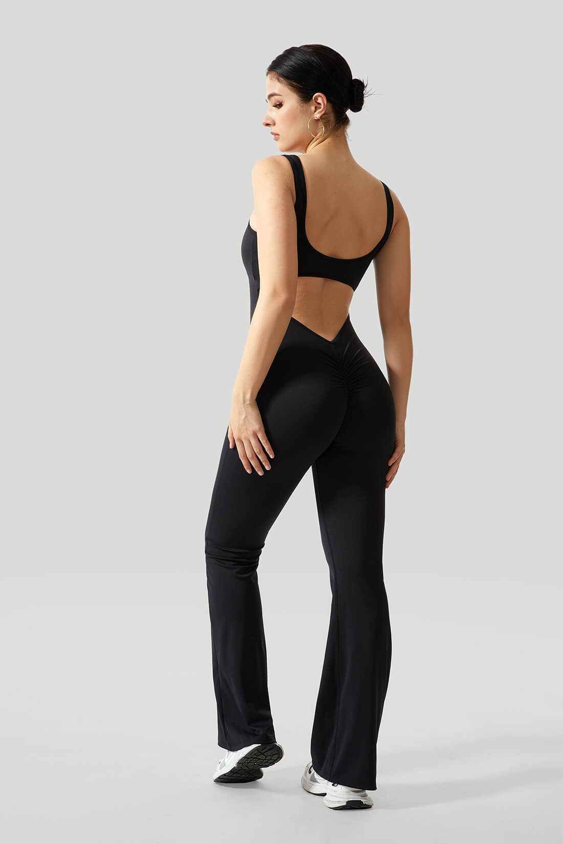 V-Back Butt Lift Flared Leg Jumpsuit