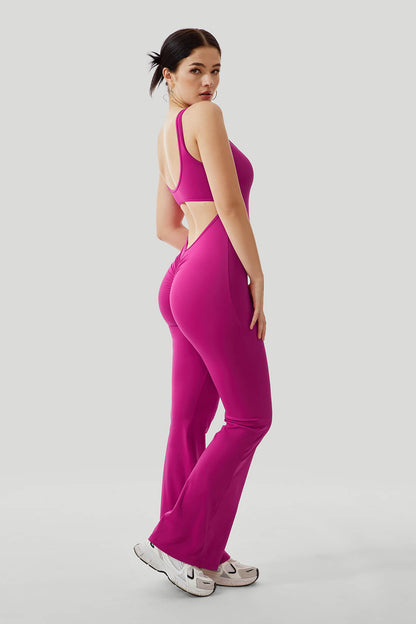 V-Back Butt Lift Flared Leg Jumpsuit