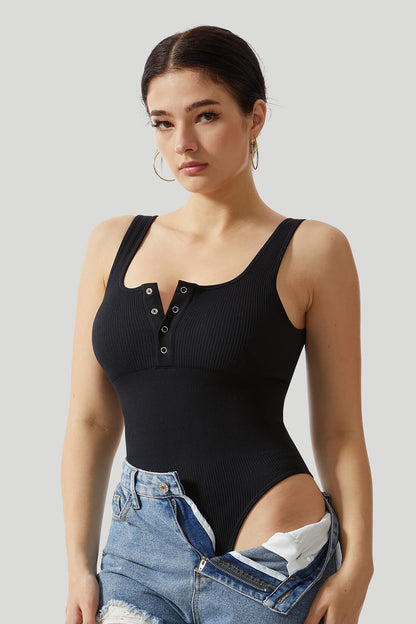 Thread Press Button Tummy Control Bodysuit