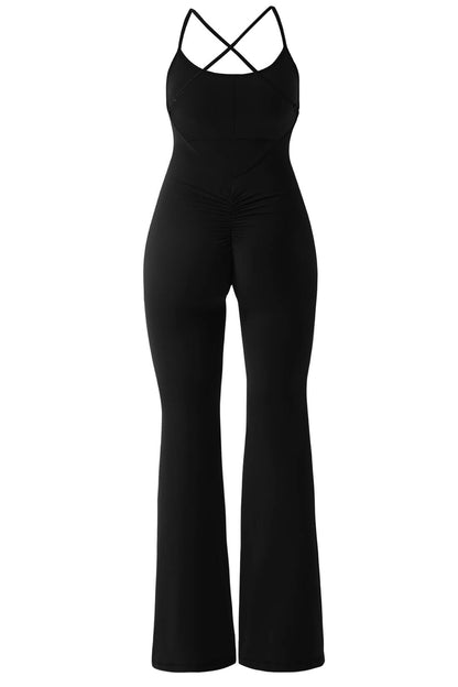 Backcross Seamed Flared Leg Jumpsuit