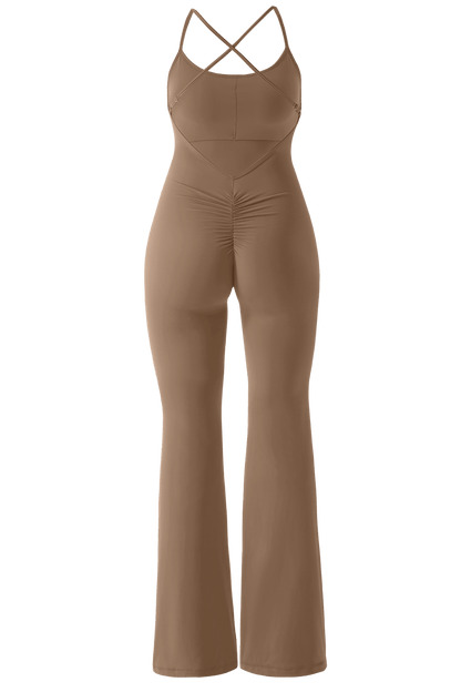 Backcross Seamed Flared Leg Jumpsuit