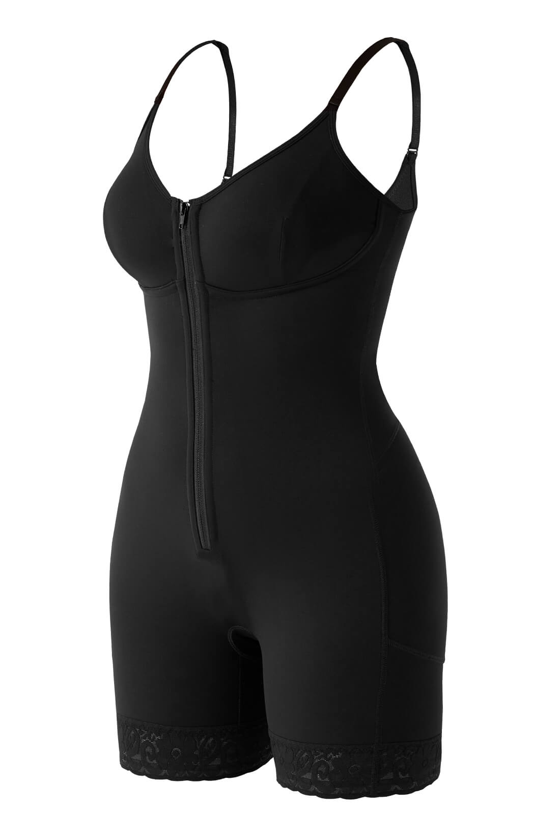 Zipper Seamed Shapewear Romper