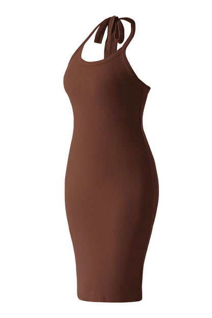 Backless Draped Neck Straps Mini Dress With Built-in Shapewear