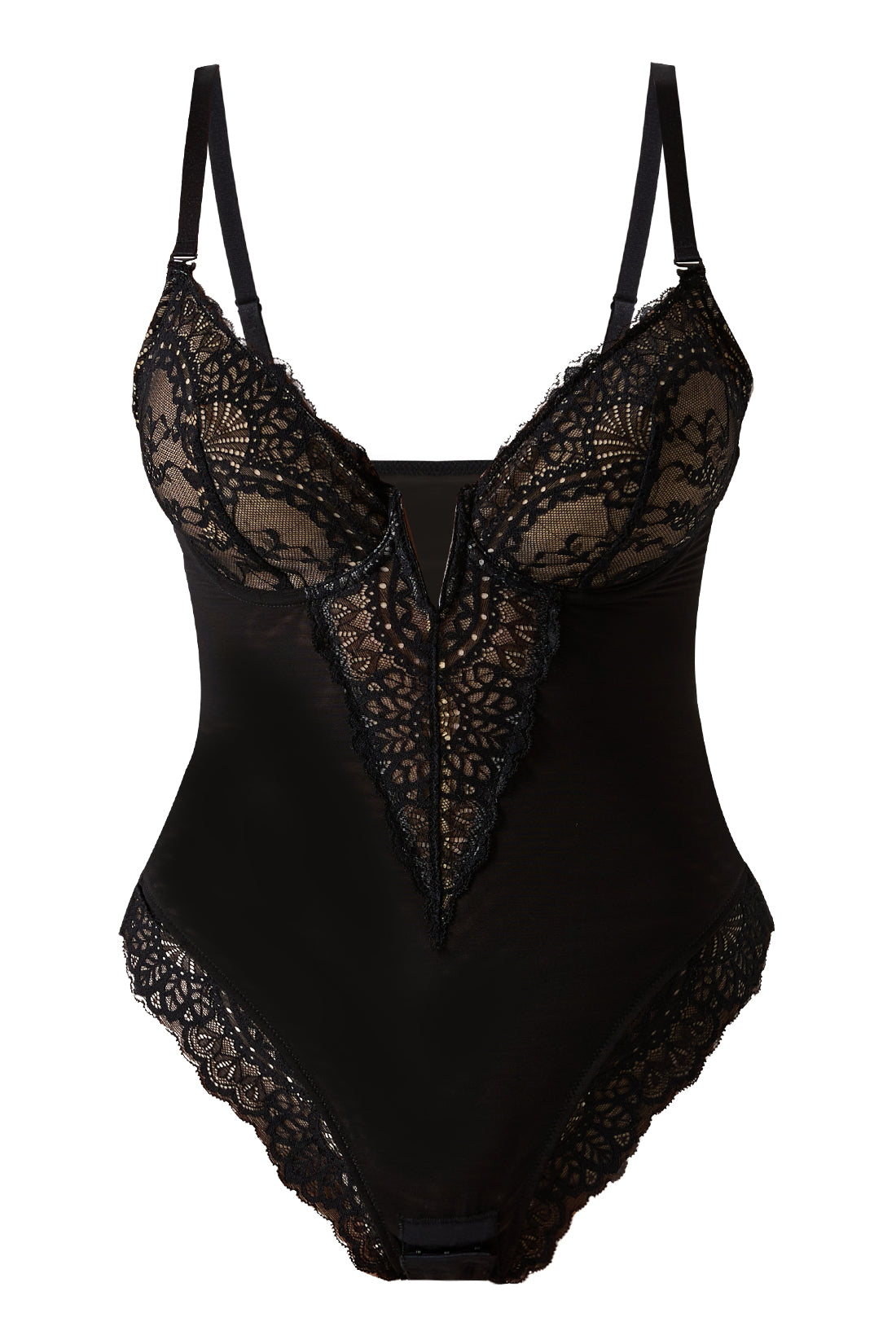 Lace Deep-V Shapewear Bodysuit