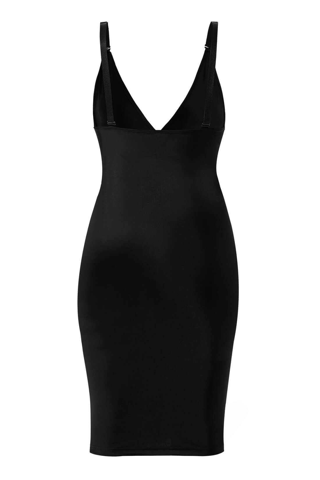 Deep V-Neck Midi Dress With Built-In Shapewear