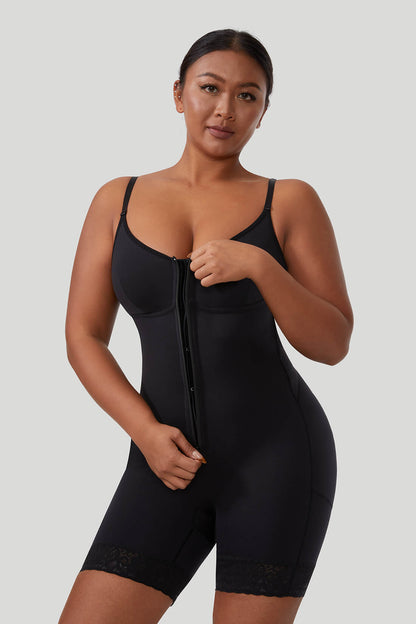 Zipper Seamed Shapewear Romper