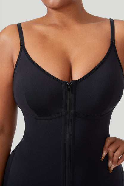 Zipper Seamed Shapewear Romper