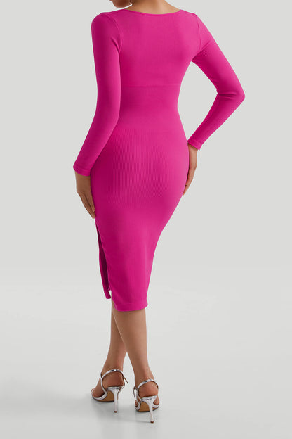 Long Sleeve Split Midi Dress