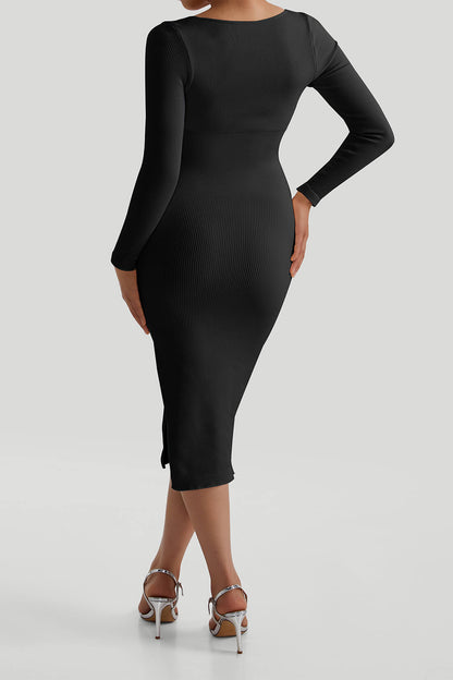 Long Sleeve Split Midi Dress