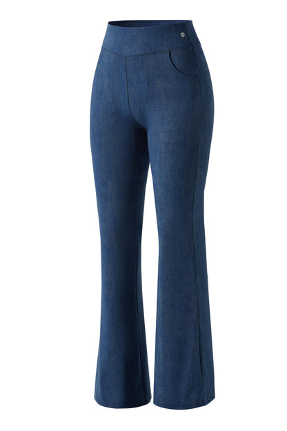 Stretchy Faux Denim Flare Pant