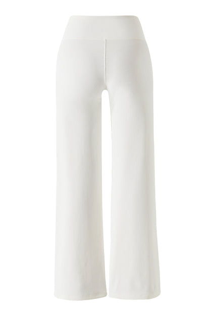 Micro Ribbed Solid Color Wide Leg Pant