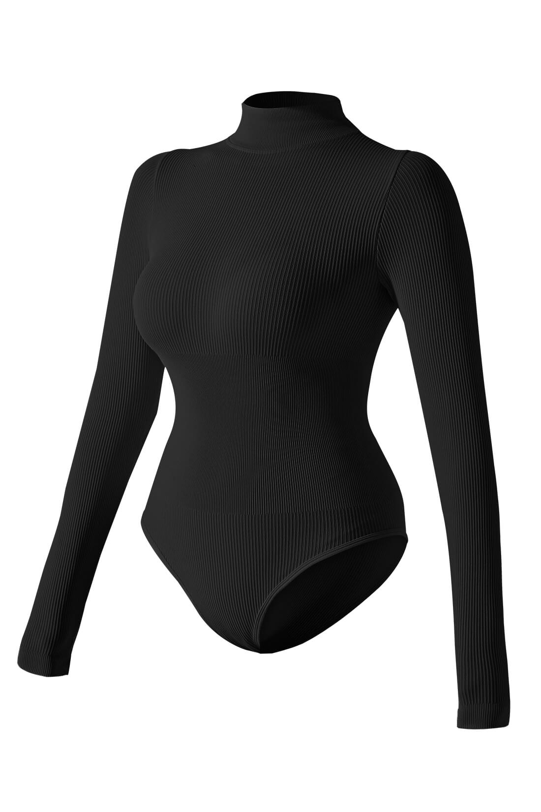 Threaded High Neck Long Sleeves Bodysuit