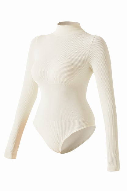 Threaded High Neck Long Sleeves Bodysuit