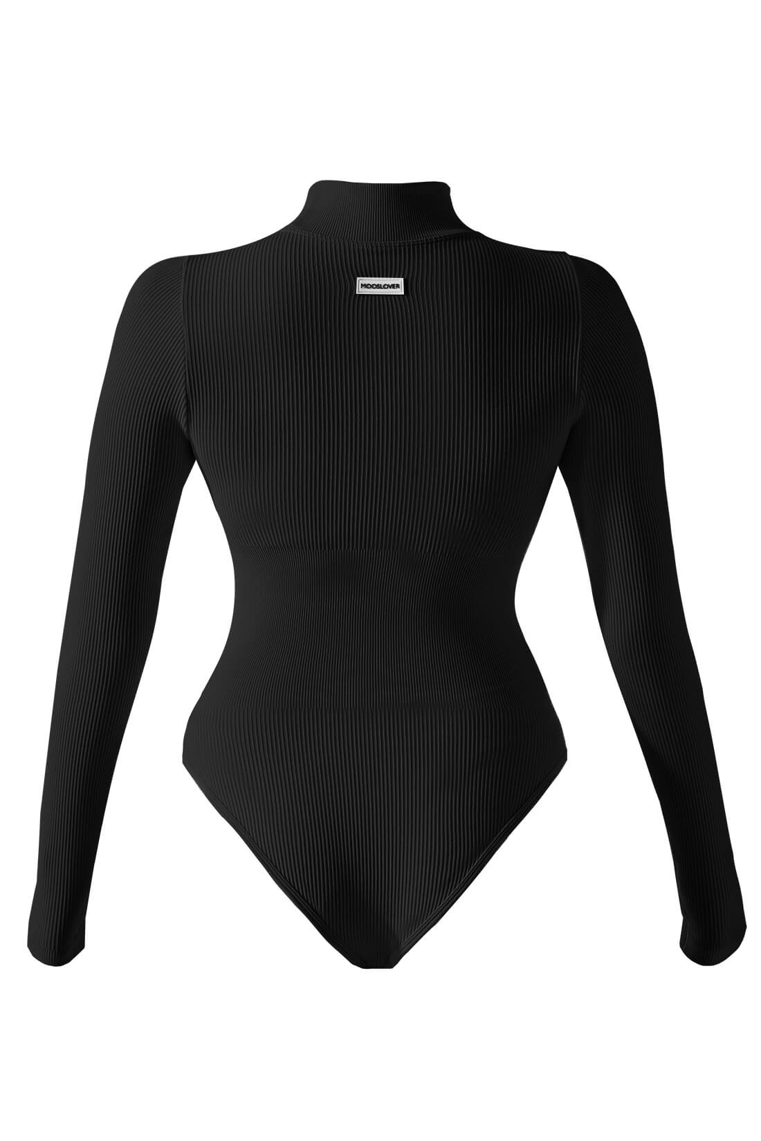 Threaded High Neck Long Sleeves Bodysuit