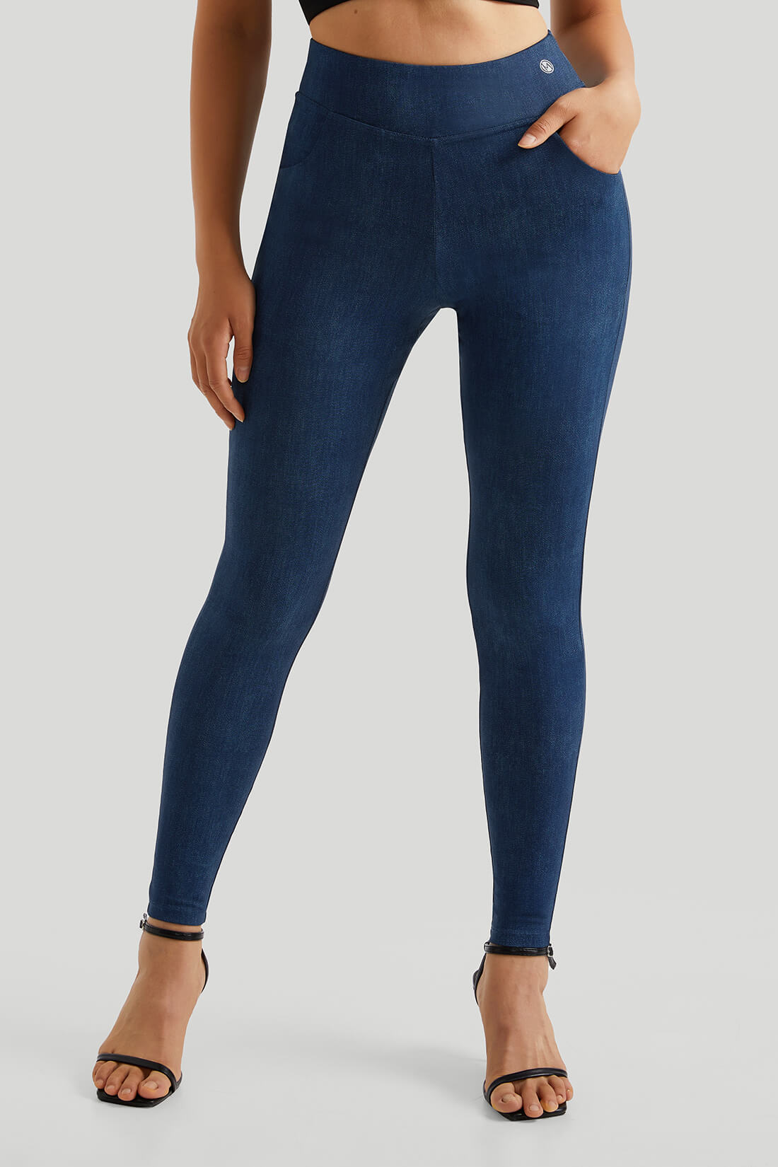 Stretchy Faux Denim Legging