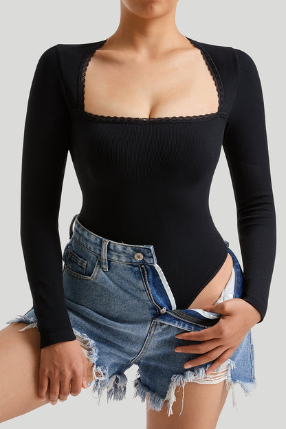 Threaded Spliced Lace Bodysuit