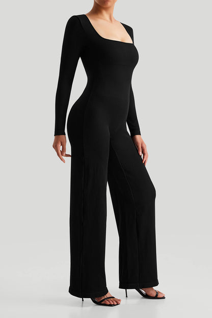 Square Neck Long Sleeves Jumpsuit