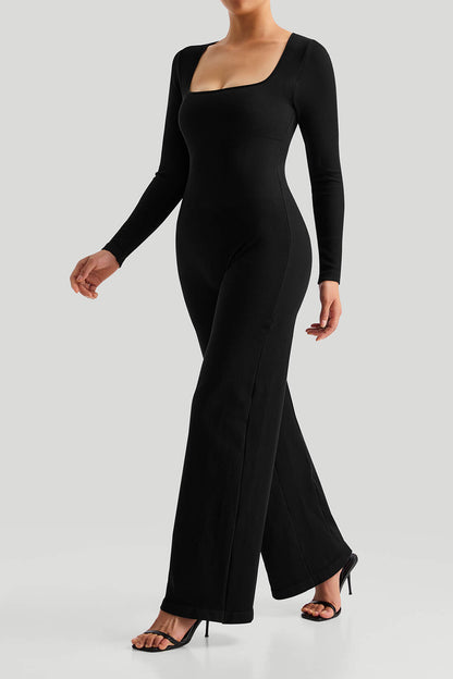 Square Neck Long Sleeves Jumpsuit