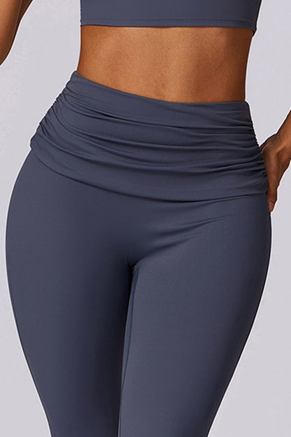 Waist Pull Pleat Flared Leg Yoga pants