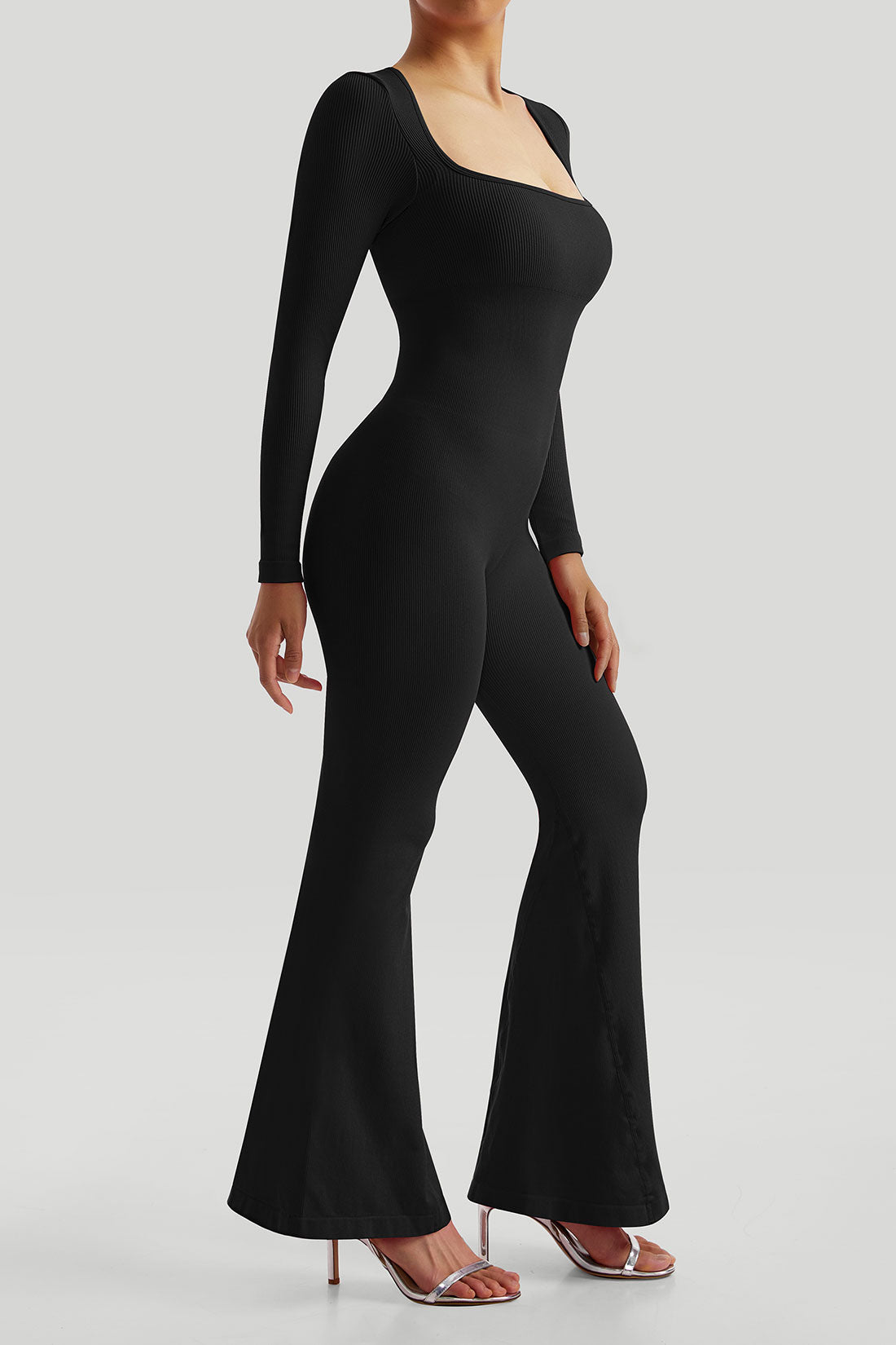 Tummy Control Flared Leg Jumpsuit