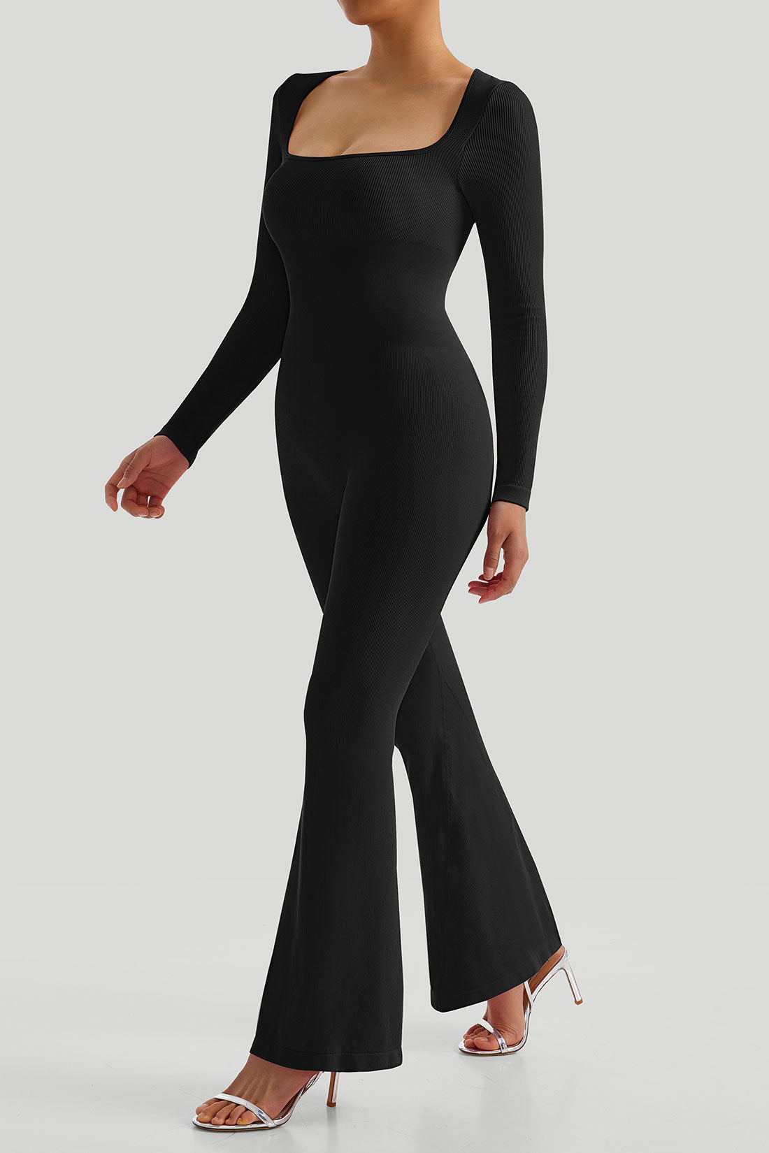 Tummy Control Flared Leg Jumpsuit