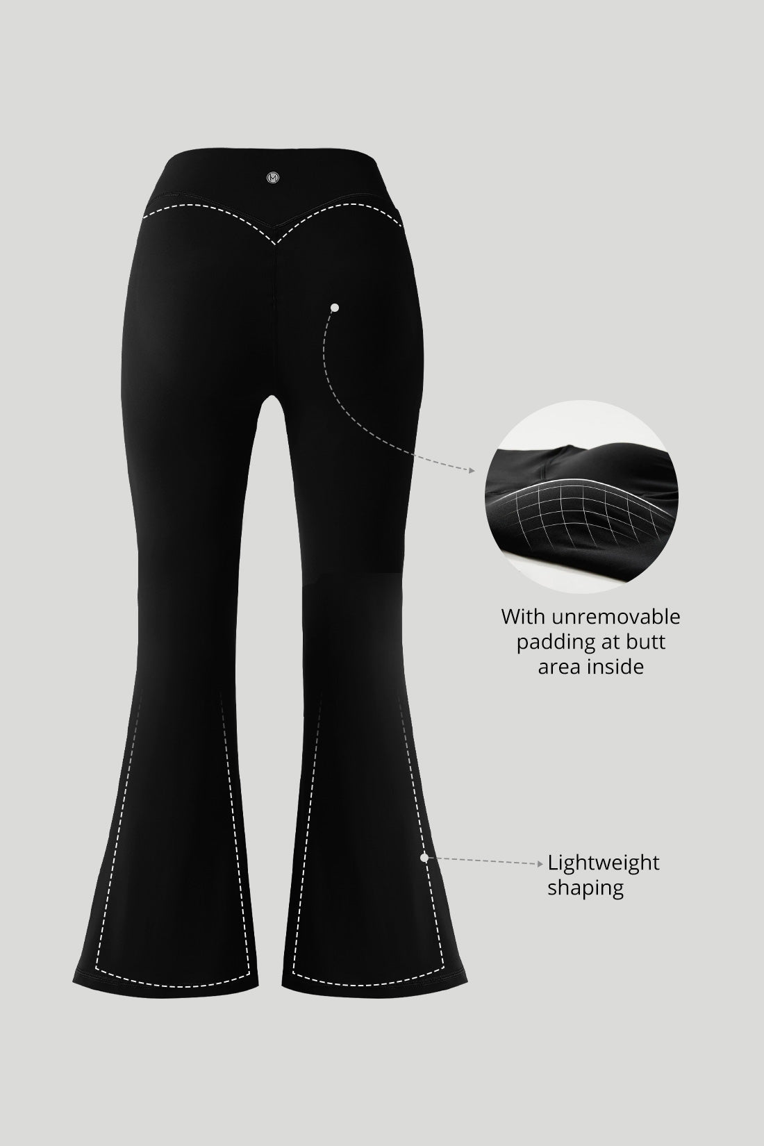 Butt Padding Flared Leg Seamed Shaping Legging