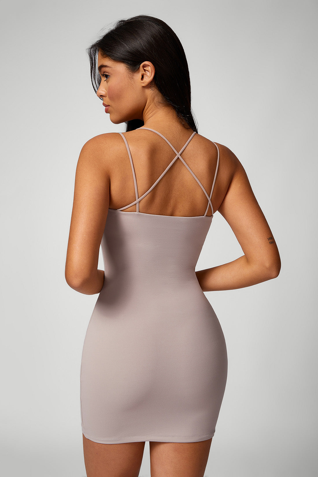 Back Crossover Mini Bodycon Dress