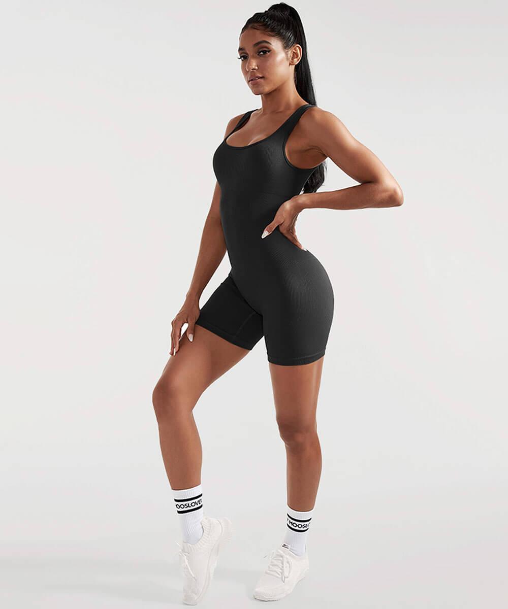 Ribbed Tummy Control Sleeveless Seamless Romper