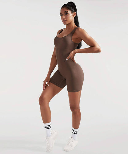 Ribbed Tummy Control Sleeveless Seamless Romper