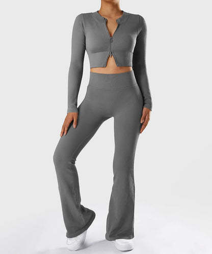 Ribbed Two-Way Zipper Yoga Top