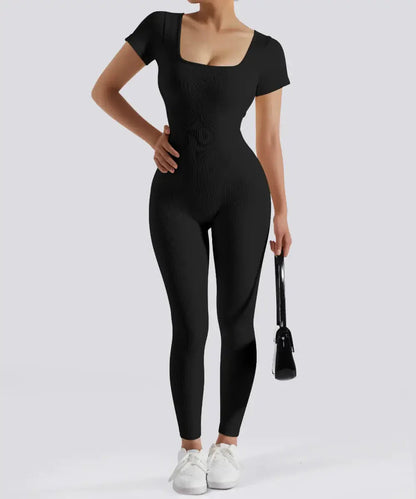 Short Sleeves Tummy Control Jumpsuit