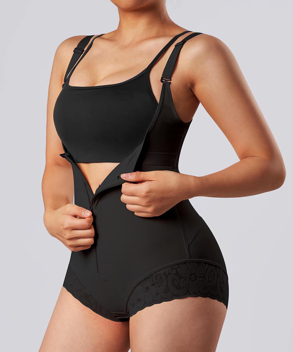 Solid Color Zipper Seamed Shapewear Bodysuit