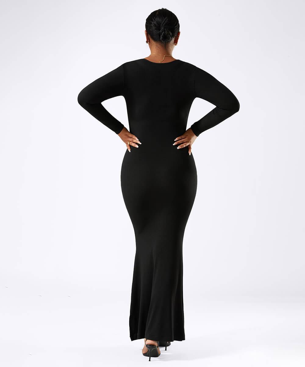 Solid Long Sleeve Maxi Dress