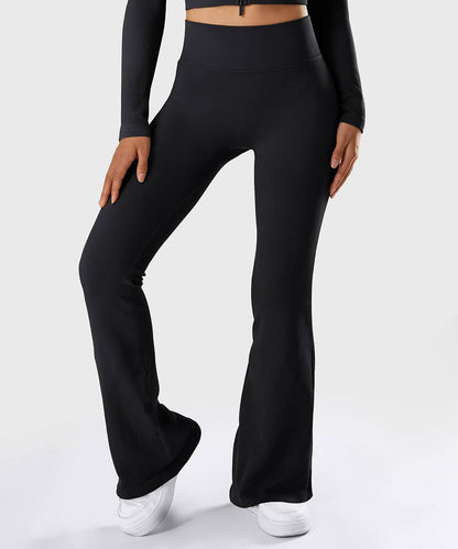 Solid Ribbed Flared Seamless Legging