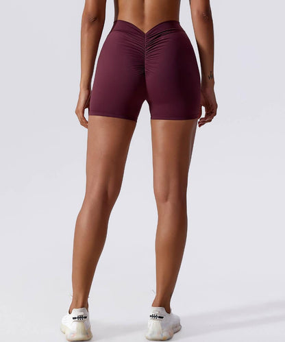 Solid V Back Butt Lift Seamed Short