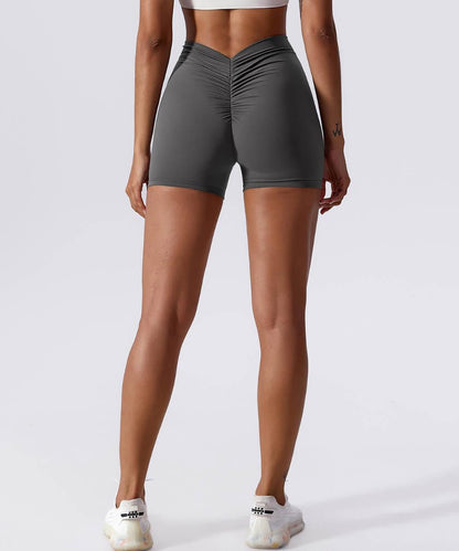 Solid V Back Butt Lift Seamed Short