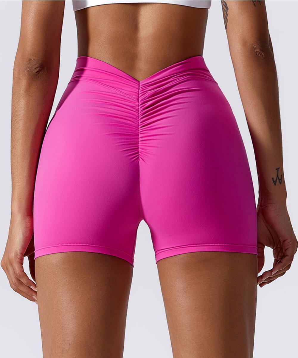 Solid V Back Butt Lift Seamed Short