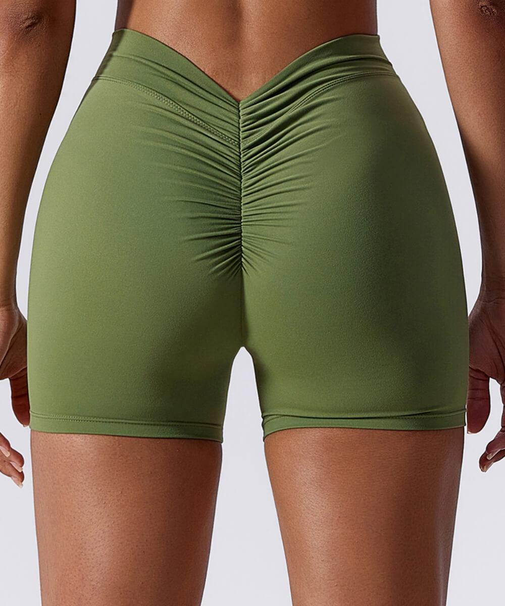 Solid V Back Butt Lift Seamed Short