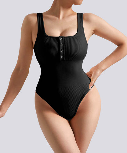 Thread Press Button Tummy Control Bodysuit